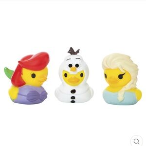 NEW !! DISNEY ARIEL ELSA OLAF DUCKZ 3PCS RUBBER DUCKY SET BATH TOYS